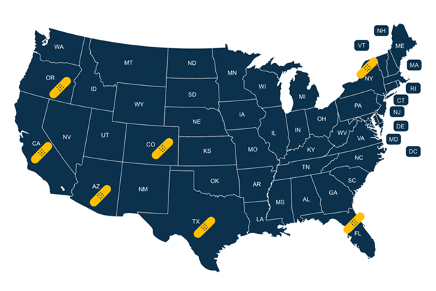 Healing Centers current site enrollment map